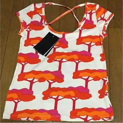 Marimekko T-shirt Pink Orange White Short Sleeve Mika Pirainen Pattern Size S • $85