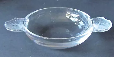 LALIQUE CRYSTAL HONFLEUR GERANIUM SHALLOW HANDLED BOWL - SIGNED (Ref8945) • £82.50