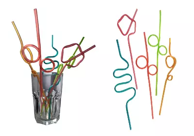 Silly Bendy Straws X 5 Party Cocktail Kids Adults Curly Crazy Drinking Colourful • £3.15