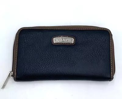 Vtg Chaps Ralph Lauren Leather Black Wallet Women's Billfold Zip Around Brown • $20.99