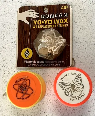 2 Vintage Duncan Yo Yo's Orange Butterfly & Yellow Pro-Spin Stinger & Strings • $9.99