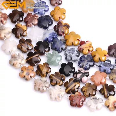 15mm Flower Natural Gemstone Beads For Jewelry Craft Making Strand 15  Wholesale • $9.92