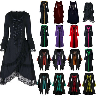 $32.58 • Buy Halloween Women Renaissance Medieval Gothic Witch Costume Cosplay Fancy Dress AU