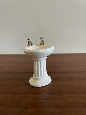Vintage Pedestal Sink Bathtub White Doll House Mini Miniature Furniture Bathroom • $10