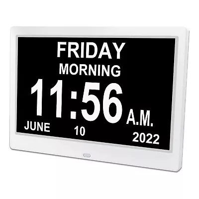 10  Extra Large Dementia Clock Digital Calendar Day Clocks LED Alarm Clock Wall • $62.99