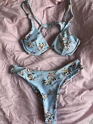Blue Floral Bikini Set Size 8 • £5.55