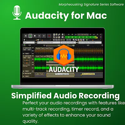 Audacity Professional 2023 Audio & Music Editing Recording Software For MAC • $17.99