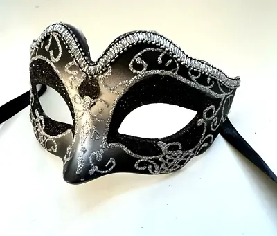 £5.95 • Buy Black Half Face Masquerade Mask Venetian Style New Years Ball Mens Womens Unisex