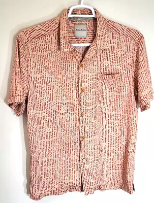 Tommy Bahama Shirt Men's L 100% Silk Short Sleeve Button Up Geometric • $32.99