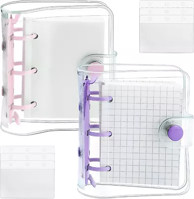 2 Pack Mini Transparent 3 Ring Binder Covers With Binder Inner Paper And Pockets • $13.74