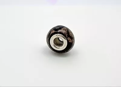 Black And RoseGold Design Genuine 925 Sterling Silver Murano Charm • $22.99