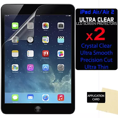 2 X Apple IPad Air 2 / IPad 6 6th Gen CLEAR LCD Screen Protector Guards Shields • £2.89