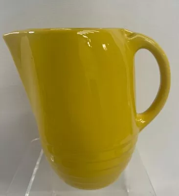 Vintage Hall China Water Pitcher Yellow Art Deco Streamline Ceramic Ice Stopper • $22.09