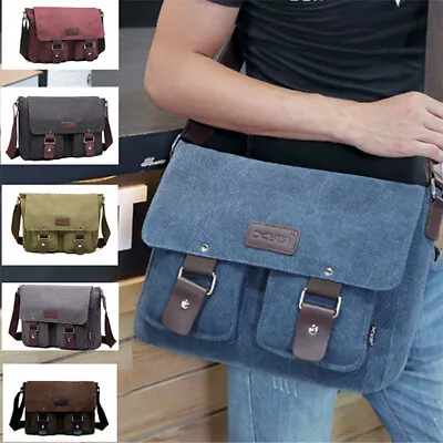 Men Canvas Cross Body Shoulder Messenger Bag School Bags Vintage Travel Satchel❀ • $26.16