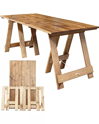 1.8m 6-Seater Stained Rustic Trestle Table • $397