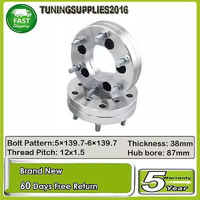 2Pcs Wheel Spacer Adapters 5x139.7 To 6x139.7mm 12x1.5 38mm 6 Stud Universal • $81.88