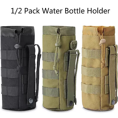 1/2 Packs Tactical Water Bottle Pouch Molle Bottle Bag Drawstring Bottle Holder • $9.69