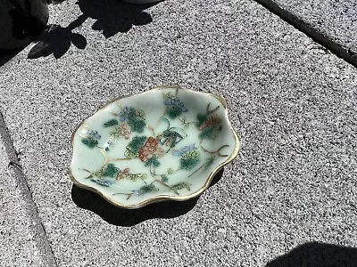 Antique Chinese Celadon Lotus Shape Mini Plate Qing Dynasty • $25