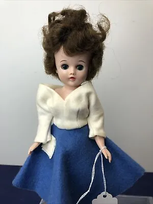 10” Vintage Vogue Jill Doll 1950’s Brunette Redressed In Blue White Dress  #SX • $35