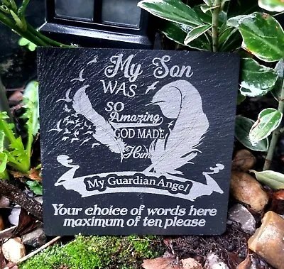 Personalised Mum Dad Son Daughter Nan Grandad Memorial Plaque Slate Grave Marker • £9.99
