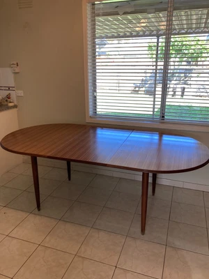 $100 • Buy Vintage 1970s Timber Extendable Dining Table With Timber Look Veneer Top
