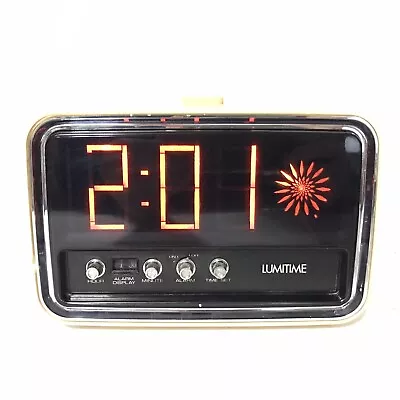 Vintage Tamura Lumitime Alarm Clock Model CC-11  Starburst 1970's Bone Color • $195