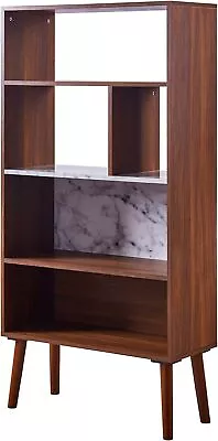 CHADIOR Teamson Home Kingston Modern Wood Bookcase With Faux Marble Shelf & Acce • $380.08