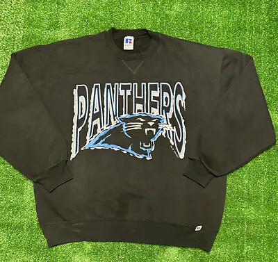 Vintage 1994 Carolina Panthers Black Crew Neck Sweat Shirt XL Russell Athletic • $45.99
