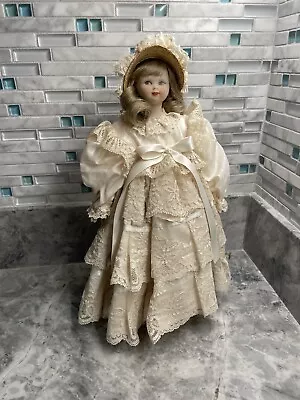 Vintage 50s Porcelain 13” Handmade Doll Lace Gown A. Gargiulo & Jannuzzi Italy • $19.99