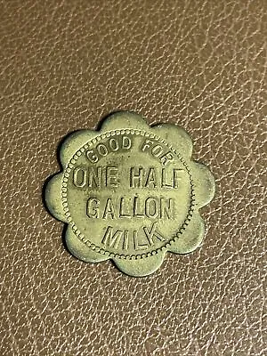 JERSEY DAIRY Token Spencer Iowa Good For One Half Gallon Milk Scalloped • $7.50