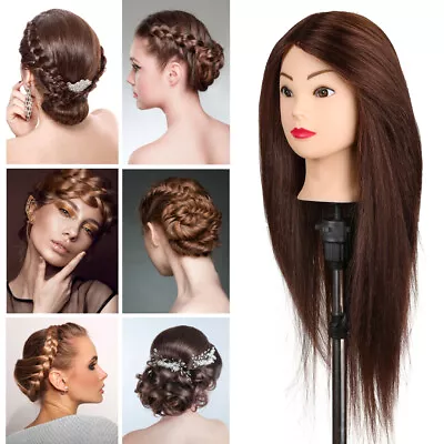 £22.99 • Buy 24   Real Hair Salon Practice Training Head Mannequin Hairdressing Doll + Clamp