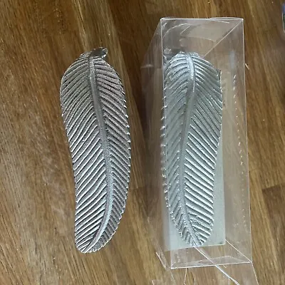 Pair Of New Chrome Effect Metal Feather Curtain Hook Holdbacks • £25