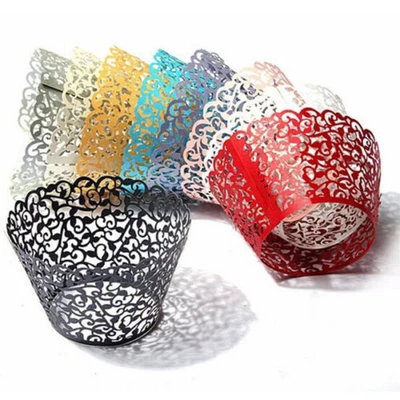 £1.99 • Buy 25 Pcs Filigree Vine Cupcake Wrappers Cases Laser Cut Wedding Birthday Cake UK.