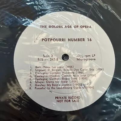 Potpourri Ejs 247 The Golden Age Of Opera Private Rare Vtg #5 • $36