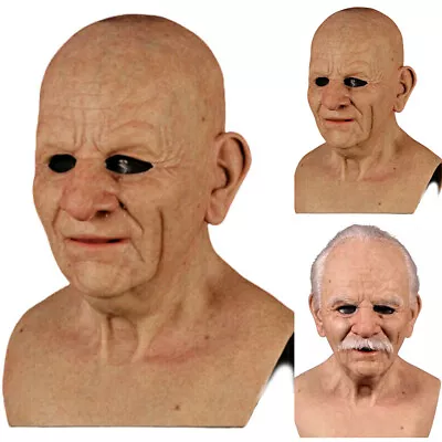 Realistic Old Man Mask Latex Halloween Cosplay Party Full Face Masks Headgear AU • $23.05