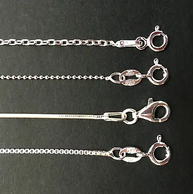 $11 • Buy Various Genuine Solid 925 Sterling Silver 1mm Necklace Chain - 5 Lengths 
