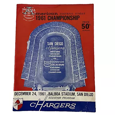 1961 American Football League Championship Program Chargers Vs Oilers  San Diego • $348.95