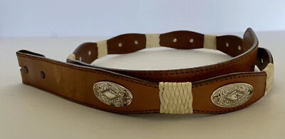 $40.50 • Buy TONY LAMA Scalloped Leather Belt Sz44 Brown Belt