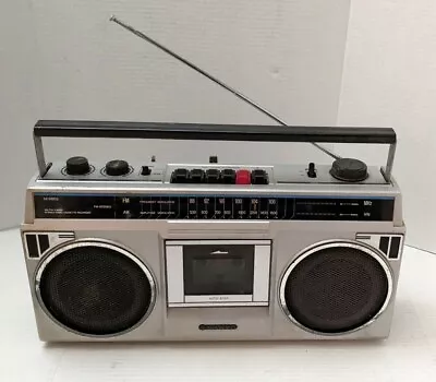 Sanyo Vintage Boombox Works Tested M9802 Silver Tested Radio & Cassette  • $59.96