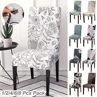 £5.99 • Buy 4/6x Chair Seat Covers Slip Stretch Dining Wedding Banquet Party Removable Cover