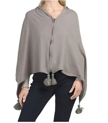 Michael Stars Grey Tomlin Knit Tasseled Wrap Poncho OS NWT $64 • $20