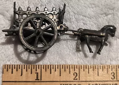 Antique Dollhouse Metal Miniature French HORSE & CART • $44.88