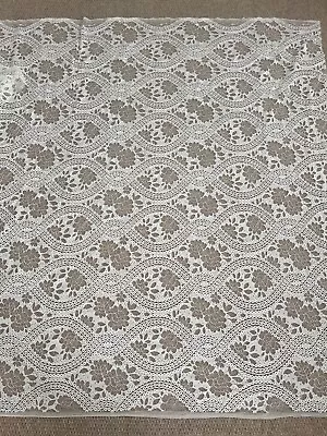 Ivory Bridal Scallop Lace Chantilly Raschel Boho Style Lace Dot Floral Design • £13