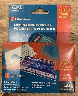 £11.99 • Buy REXEL Laminating Pouches. Credit Card Size. 50 @ 54 X 86mm. NEW Sealed.