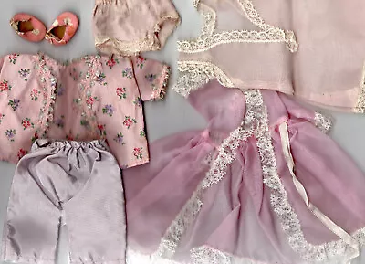 VINTAGE GINGER  DOLL CLOTHES  1950s  PAJAMAS SET & NIGHTGOWN WITH ROBE & SLIPPER • $9.99