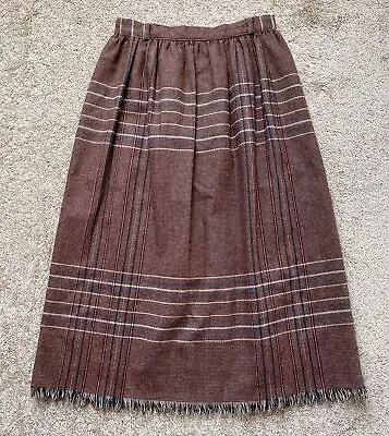 Panther Vintage Skirt Womens 4 Plaid Wool Fringe Western Modest Midi Pleated • $44.99