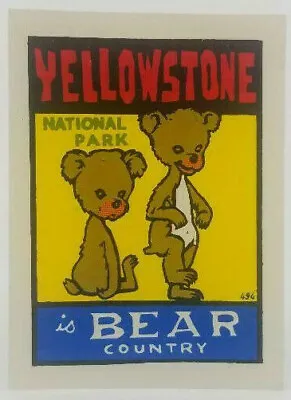 Original Vintage Travel Decal Yellowstone Bear Country Auto Trailer Camping Old • $5.98