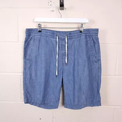 POLO RALPH LAUREN Shorts Mens XL W38 Classic Fit Chambray Denim Drawstring Pony • £38.90