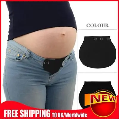 Maternity Pregnancy Waistband Belt Adjustable Waist Extender Button (Black) • £3.52