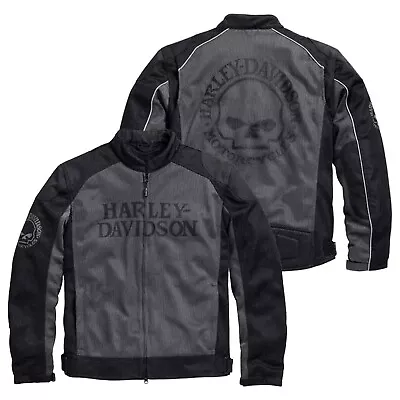 Harley-Davidson Willie G Skull Black & Grey Motorcycle Riding Mesh Jacket Men • $44